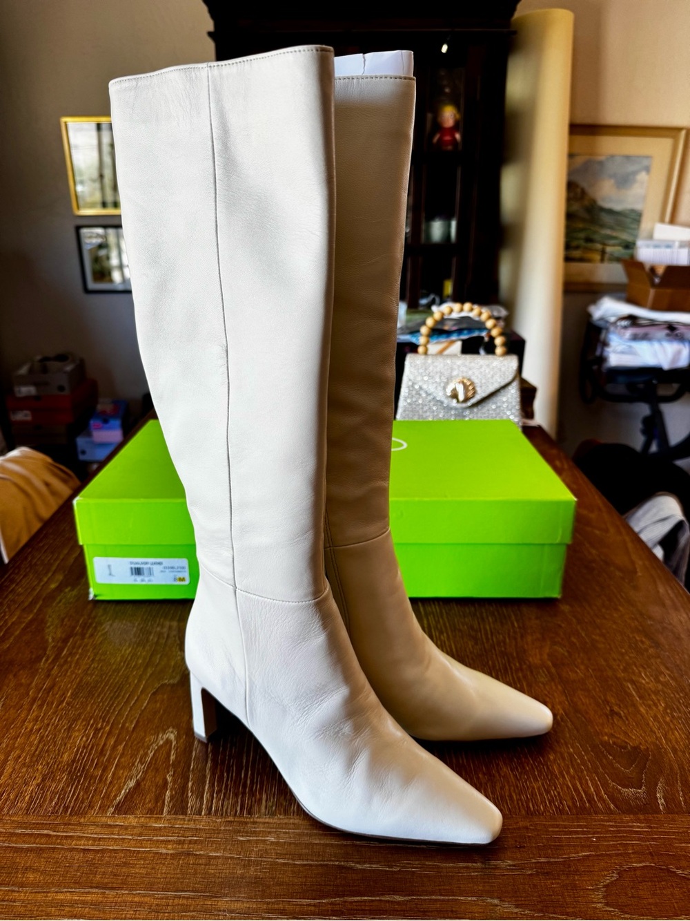 NIB Sam Edelman ivory leather Sylvia tall boots 8 - Picture 3 of 13